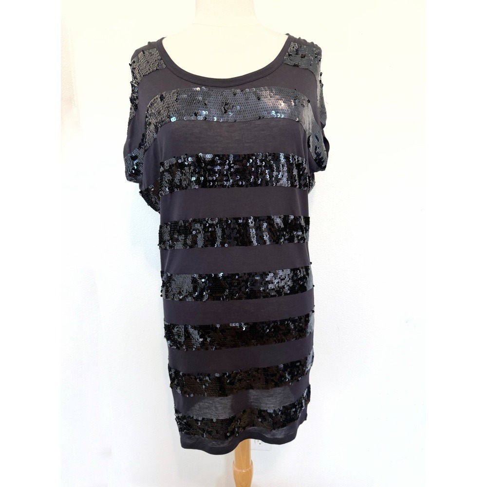 Michael Kors Women Sequin Dress Tunic Size Small Cocktail Black Sexy Preppy Y2K